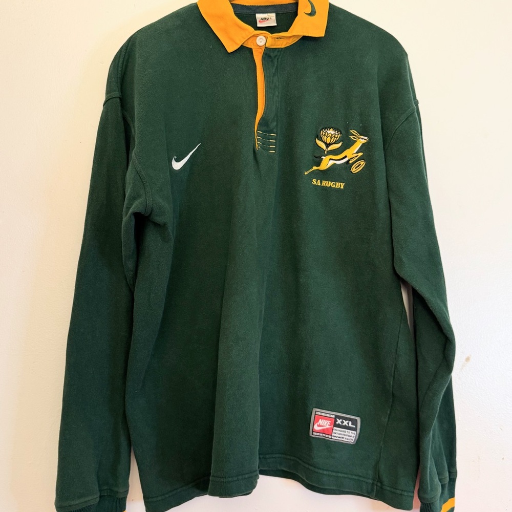 Vintage 90s South Africa Rugby Union Polo Shirt Jersey Nike Size XXL Men’s EUC